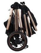 Novokids Carucior pentru copii X2000 series Negru 2 in 1 cu spatar reglabil reversibil landou geanta cadru aluminiu gold amortizoare roti din cauciuc plin plasa insecte