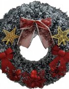 Novokids Coronita de Craciun XXL pentru usa si casa Christmas Crown Diametru 47 cm Cu decoratiuni Model Brad Nins Verde cu Alb