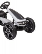 Novokids Kart cu pedale pentru copii Mercedes Benz Kart Pro Alb cu claxon si melodii structura metalica frana de mana functie freewheel scaun ajustabil mers cu spatele