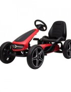 Novokids Kart cu pedale pentru copii Mercedes Benz Kart Pro Rosu cu claxon si melodii structura metalica frana de mana functie freewheel scaun ajustabil mers cu spatele