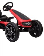 Novokids Kart cu pedale pentru copii Mercedes Benz Kart Pro Rosu cu claxon si melodii structura metalica frana de mana functie freewheel scaun ajustabil mers cu spatele