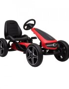 Novokids Kart cu pedale pentru copii Mercedes Benz Kart Pro Rosu cu claxon si melodii structura metalica frana de mana functie freewheel scaun ajustabil mers cu spatele