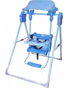 Novokids Leagan pentru copii Broscuta Albastru pentru interior si exterior Cu melodii si lumini Suport picioare Centura de siguranta
