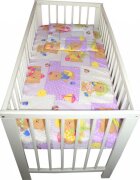 Novokids Lenjerie din bumbac cu 3 piese pentru patut Ursulet Palarie Mov