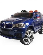 Novokids Masinuta electrica pentru copii Albastru cu Roti din Cauciuc Display LCD cu Redare MP4 Desene sau Muzica Scaun din Piele Model Offroad Baterie Performanta 12V 2 Viteze