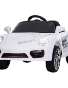 Novokids Masinuta electrica pentru copii Beetle Mini Car Alb cu acumulator telecomanda melodii si lumini greutate suportata 30 kg usi cu deschidere 2 viteze MP3