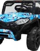 Novokids Masinuta electrica pentru copii Buggy Mini UTV cu faruri luminoase telecomanda 3-6 ani max 30 kg 3 viteze Model Offroad Albastru Camuflaj