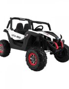 Novokids Masinuta electrica pentru copii Buggy UTV 2 locuri faruri luminoase roti din cauciuc EVA max 50 kg 2 baterii de 12V Mp3USB 2 viteze model Offroad AlbNegru