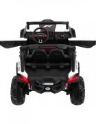 Novokids Masinuta electrica pentru copii Buggy UTV 2 locuri faruri luminoase roti din cauciuc EVA max 50 kg 2 baterii de 12V Mp3USB 2 viteze model Offroad AlbNegru