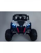 Novokids Masinuta electrica pentru copii Buggy UTV 2 locuri faruri luminoase roti din cauciuc EVA max 50 kg 2 baterii de 12V Mp3USB 2 viteze model Offroad AlbNegru