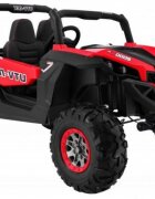 Novokids Masinuta electrica pentru copii Buggy UTV 2 locuri faruri luminoase roti din cauciuc EVA max 50 kg 2 baterii de 12V Mp3USB 2 viteze model Offroad RosuNegru