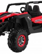 Novokids Masinuta electrica pentru copii Buggy UTV 2 locuri faruri luminoase roti din cauciuc EVA max 50 kg 2 baterii de 12V Mp3USB 2 viteze model Offroad RosuNegru