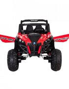 Novokids Masinuta electrica pentru copii Buggy UTV 2 locuri faruri luminoase roti din cauciuc EVA max 50 kg 2 baterii de 12V Mp3USB 2 viteze model Offroad RosuNegru