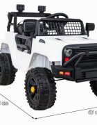 Novokids Masinuta electrica pentru copii Dark Knight Jeep PRO Alb Max 30 kg melodii si lumini 12V 2 viteze
