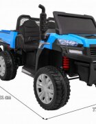 Novokids Masinuta electrica pentru copii Farmer Beast Buggy Albastru 6 roti 2 locuri remorca si faruri luminoase roti din cauciuc EVA max 60 kg 24V