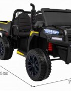 Novokids Masinuta electrica pentru copii Farmer Beast Buggy Negru 6 roti 2 locuri remorca si faruri luminoase roti din cauciuc EVA max 60 kg 24V