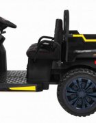 Novokids Masinuta electrica pentru copii Farmer Beast Buggy Negru 6 roti 2 locuri remorca si faruri luminoase roti din cauciuc EVA max 60 kg 24V