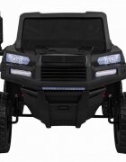 Novokids Masinuta electrica pentru copii Farmer Beast Buggy Negru 6 roti 2 locuri remorca si faruri luminoase roti din cauciuc EVA max 60 kg 24V
