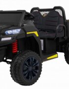 Novokids Masinuta electrica pentru copii Farmer Beast Buggy Negru 6 roti 2 locuri remorca si faruri luminoase roti din cauciuc EVA max 60 kg 24V