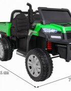 Novokids Masinuta electrica pentru copii Farmer Beast Buggy Verde 6 roti 2 locuri remorca si faruri luminoase roti din cauciuc EVA max 60 kg 24V