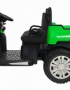 Novokids Masinuta electrica pentru copii Farmer Beast Buggy Verde 6 roti 2 locuri remorca si faruri luminoase roti din cauciuc EVA max 60 kg 24V