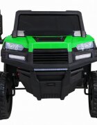 Novokids Masinuta electrica pentru copii Farmer Beast Buggy Verde 6 roti 2 locuri remorca si faruri luminoase roti din cauciuc EVA max 60 kg 24V