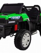 Novokids Masinuta electrica pentru copii Farmer Beast Buggy Verde 6 roti 2 locuri remorca si faruri luminoase roti din cauciuc EVA max 60 kg 24V