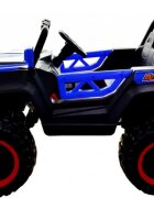 Novokids Masinuta electrica pentru copii M-Buggy UTV Albastru faruri luminoase roti din cauciuc Eva telecomanda maxim 30 kg 12V Mp3USB 2 viteze lungime 138 cm model Offroad