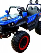 Novokids Masinuta electrica pentru copii M-Buggy UTV Albastru faruri luminoase roti din cauciuc Eva telecomanda maxim 30 kg 12V Mp3USB 2 viteze lungime 138 cm model Offroad