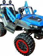 Novokids Masinuta electrica pentru copii M-Buggy UTV Albastru faruri luminoase roti din cauciuc Eva telecomanda maxim 30 kg 12V Mp3USB 2 viteze lungime 138 cm model Offroad