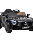 Novokids Masinuta electrica pentru copii Mercedes AMG GTR Negru 12V roti din cauciuc EVA usi cu deschidere 2 viteze 2 motoare 550 W