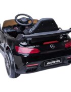 Novokids Masinuta electrica pentru copii Mercedes AMG GTR Negru 12V roti din cauciuc EVA usi cu deschidere 2 viteze 2 motoare 550 W
