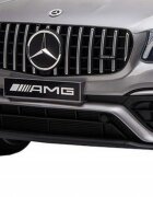 Novokids Masinuta electrica pentru copii Mercedes GLC 63 AMG Gri 12V roti din cauciuc EVA 3-8 ani usi cu deschidere 2 viteze lungime 115 cm 2 motoare 390 W