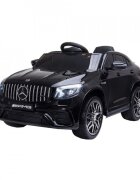Novokids Masinuta electrica pentru copii Mercedes GLC 63 AMG Negru 12V roti din cauciuc EVA 3-8 ani usi cu deschidere 2 viteze lungime 115 cm 2 motoare 390 W