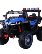 Novokids Masinuta electrica pentru copii Super Beasty Buggy UTV 2 locuri cu faruri luminoase telecomanda 3-6 ani max 30 kg 12V Mp3USB 2 viteze model Offroad albastru cu negru