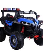 Novokids Masinuta electrica pentru copii Super Beasty Buggy UTV 2 locuri cu faruri luminoase telecomanda 3-6 ani max 30 kg 12V Mp3USB 2 viteze model Offroad albastru cu negru