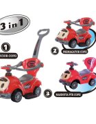 Novokids Masinuta pentru copii BabyCar Rosu cu Melodii Lumini Maner de impins pentru parinti detasabil si bara de protectie Spatiu depozitare Greutate admisa 25 kg