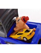 Novokids Masinuta pentru copii MegaCar Albastru Cu melodii Lumini Maner de impins detasabil pentru parinti
