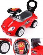 Novokids Masinuta pentru copii MegaCar Rosu Cu melodii Lumini Maner de impins detasabil pentru parinti