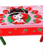 Novokids Masuta copii din MDF cu doua scaune My first table dimensiuni 59X39X40 Suprafata lucioasa Model Capsunica Rosu cu Roz