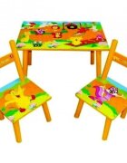 Novokids Masuta copii din MDF cu doua scaune My first table dimensiuni 59X39X40 suprafata lucioasa Portocaliu