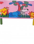 Novokids Masuta copii din MDF cu doua scaune My first table dimensiuni 59X39X40 Suprafata lucioasa Roz cu Animalute