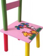 Novokids Masuta copii din MDF cu doua scaune My first table dimensiuni 59X39X40 Suprafata lucioasa Roz cu Animalute