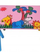 Novokids Masuta copii din MDF cu doua scaune My first table dimensiuni 59X39X40 Suprafata lucioasa Roz cu Animalute