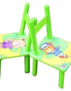 Novokids Masuta copii din MDF cu doua scaune My first table dimensiuni 59X39X40 suprafata lucioasa Verde