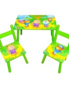 Novokids Masuta copii din MDF cu doua scaune My first table dimensiuni 59X39X40 suprafata lucioasa Verde