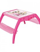 Novokids Masuta copii din plastic aditivat cu doua bancute Study Table dimensiuni 95X78X49 cm Suprafata lucioasa Model Printesa cu Unicorn Roz