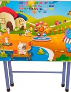 Novokids Masuta pentru copii My first folding table Albastru din MDF pliabila dimensiuni 60X40X56 cm 2 nivele de inaltime suprafata lucioasa