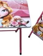 Novokids Masuta pentru copii My first folding table Roz Princess din MDF pliabila dimensiuni 60X40X56 cm 2 nivele de inaltime suprafata lucioasa