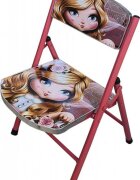 Novokids Masuta pliabila pentru copii din MDF Round folding table Cu doua scaune pliabile Diametru 60 cm 2 niveluri de inaltime Suprafata lucioasa Model printesa Roz